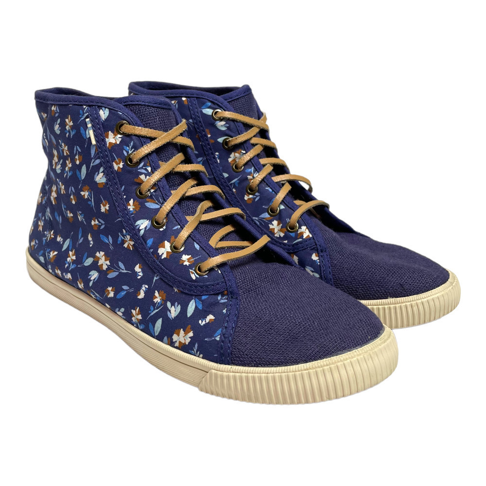TOMS Deep Cobalt Floral Camarillo Hi-Top Sneaker Women’s Size 8.5